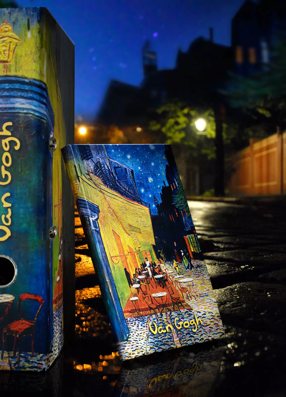 Produktpräsentation fokuspunkt GmbH Herlitz „Van Gogh“-Kollektion Notizbuch Cover mit Bedruckung „Das Nacht Café“